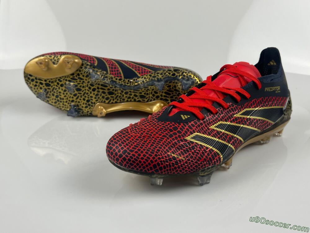 Adidas Predator Elite FG Firm Ground Soccer Cleats - Black/Red/Gold