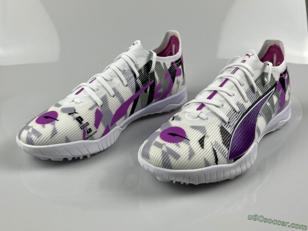 Puma Ultra Ultimate TF Artificial Turf Soccer Shoes - White/Purple/Black