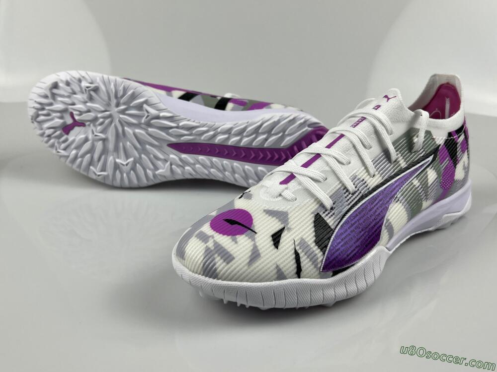 Puma Ultra Ultimate TF Artificial Turf Soccer Shoes - White/Purple/Black