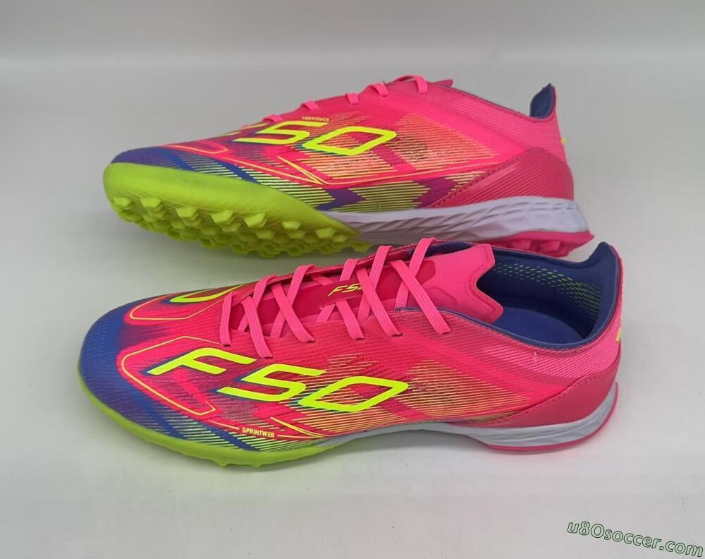 Adidas F50 Pro TF Artificial Turf Soccer Shoes - Pink/Blue/Yellow