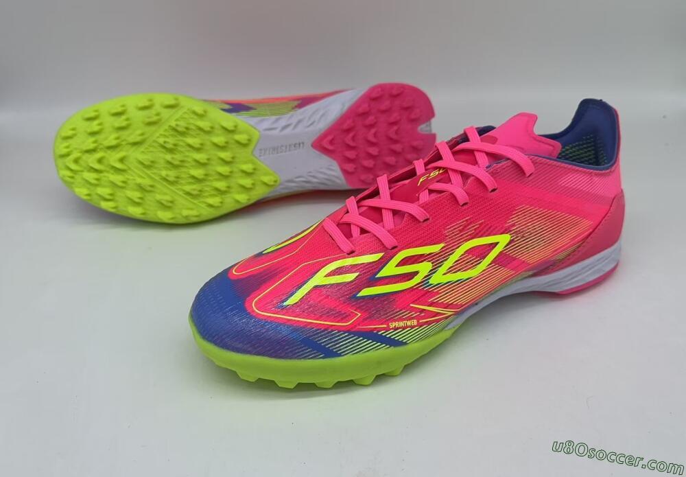 Adidas F50 Pro TF Artificial Turf Soccer Shoes - Pink/Blue/Yellow