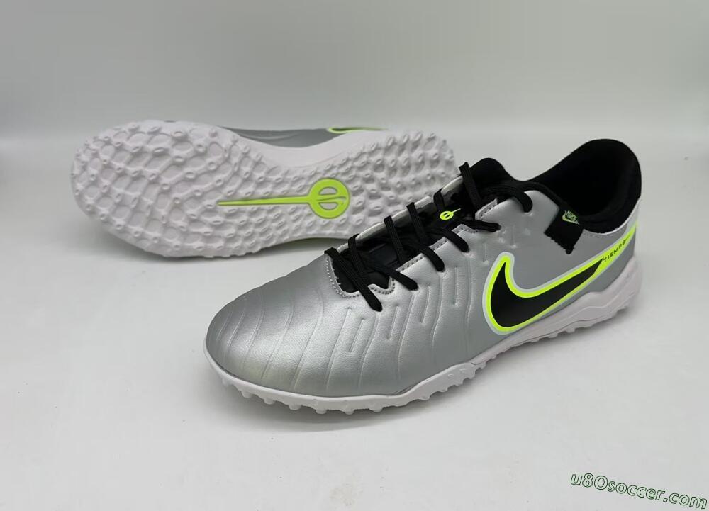 Nike Tiempo Legend 10 TF Artificial Turf Soccer Shoes - Silver/Black/Yellow
