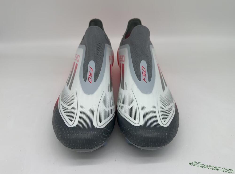 Adidas F50 Elite Laceless FG Firm Ground Soccer Cleats - White/Silver/Red
