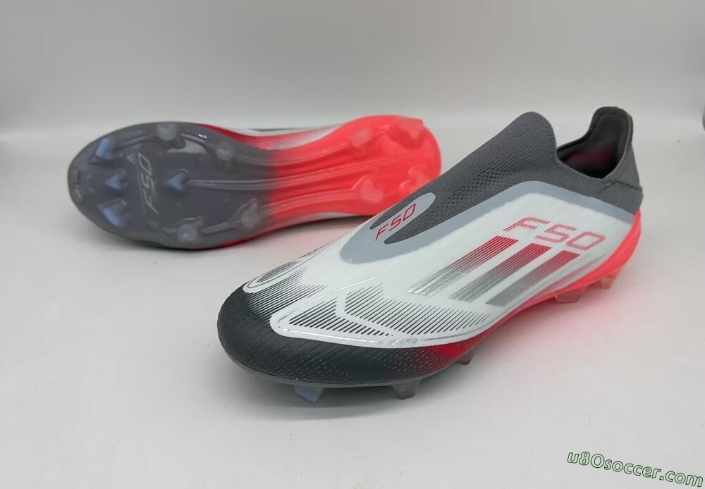 Adidas F50 Elite Laceless FG Firm Ground Soccer Cleats - White/Silver/Red