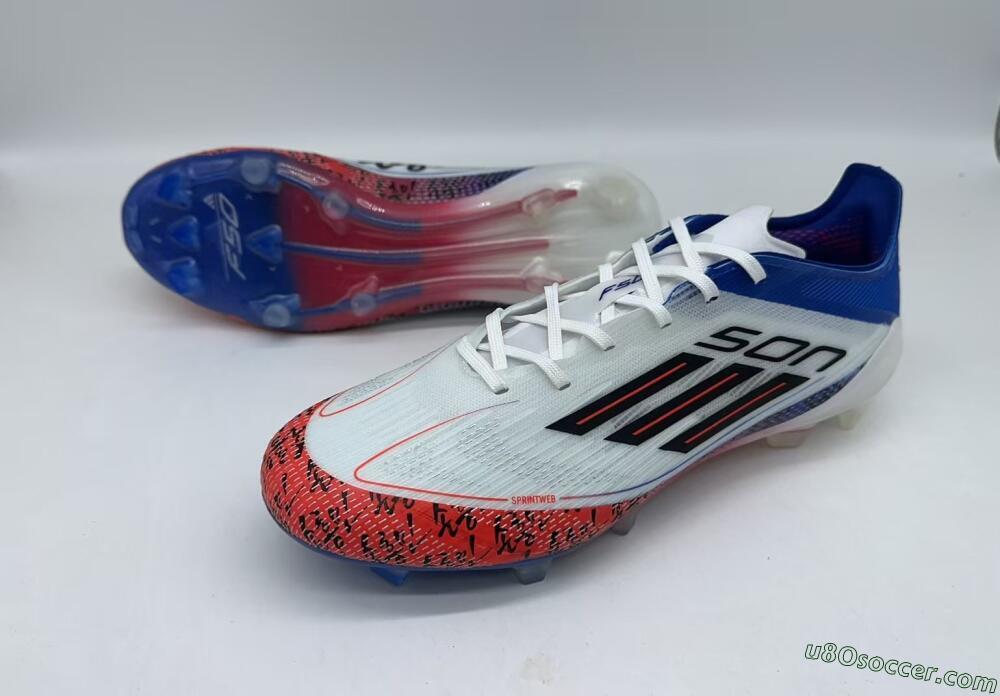 Adidas F50 Elite FG Firm Ground Soccer Cleats - White/Red/Blue