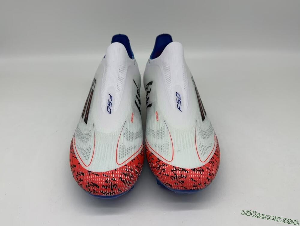 Adidas F50 Elite Laceless FG Firm Ground Soccer Cleats - White/Red/Blue