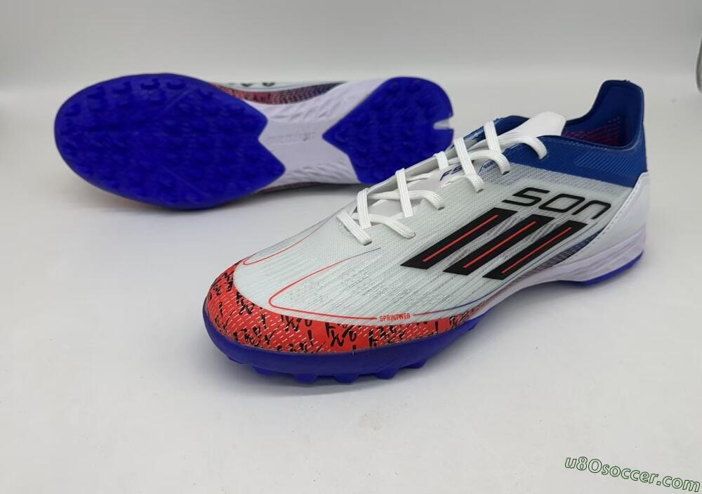 Adidas F50 Pro TF Artificial Turf Soccer Shoes - White/Red/Blue