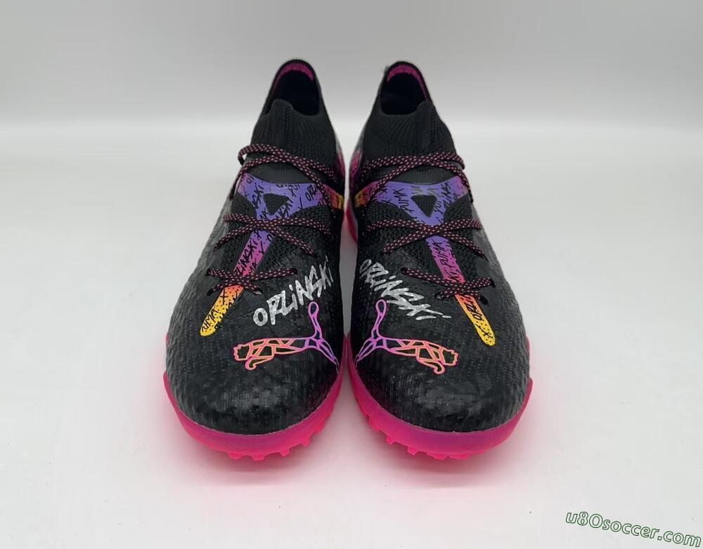 Powercat Tokyo Match x Puma Future Ultimate TF Artificial Turf Soccer Shoes - Black/Pink/Yellow