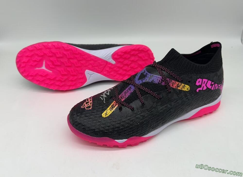 Powercat Tokyo Match x Puma Future Ultimate TF Artificial Turf Soccer Shoes - Black/Pink/Yellow