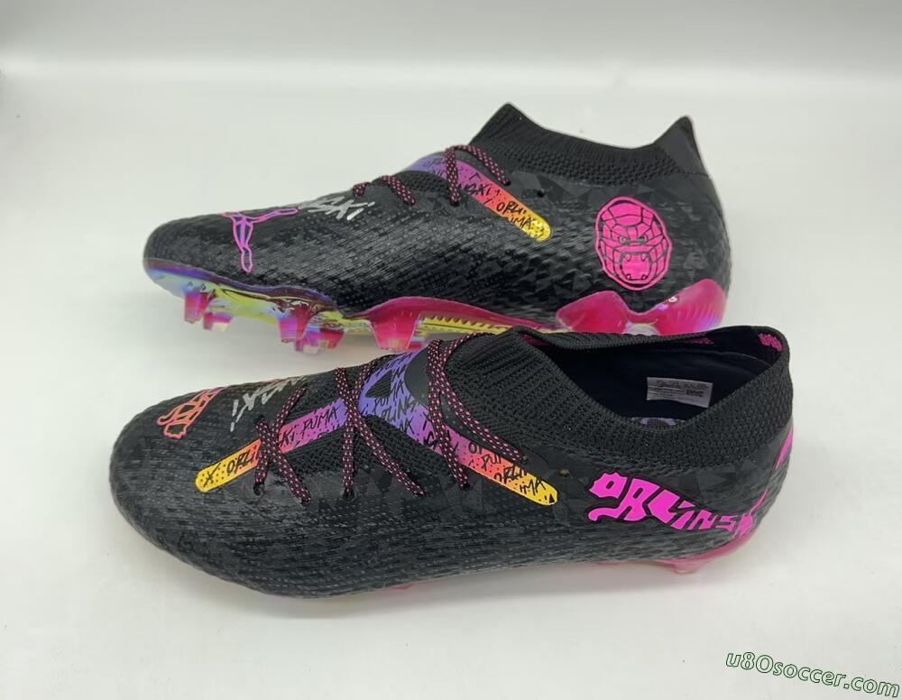 Puma Future Ultimate FG Firm Ground Soccer Cleats - Black/Pink/Yellow