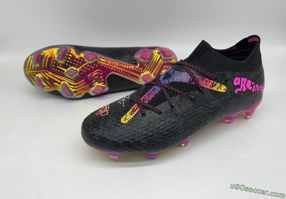 Puma Future Ultimate FG Firm Ground Soccer Cleats - Black/Pink/Yellow