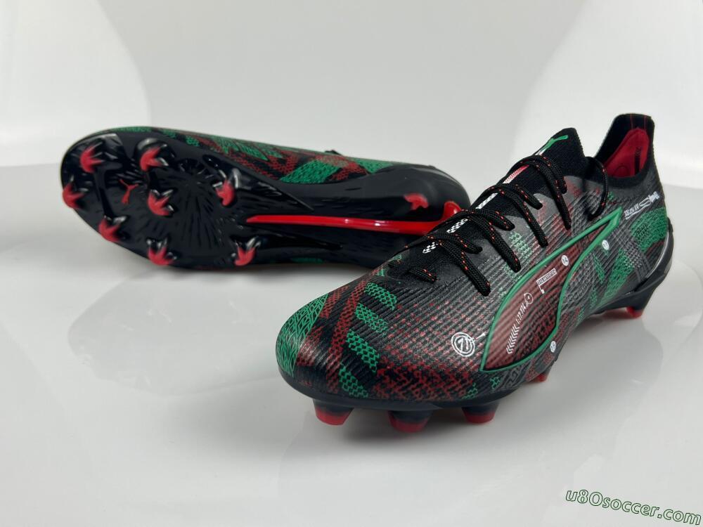 Puma Ultra Ultimate FG Firm Ground Soccer Cleats - Black/Red/Green