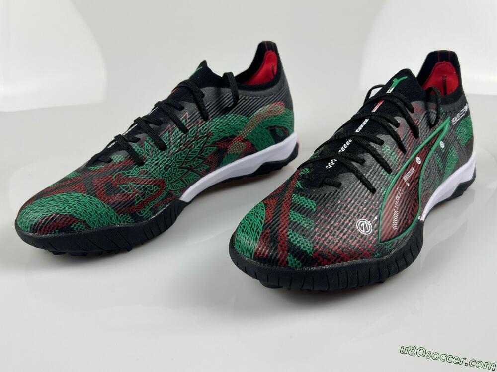 Puma Ultra Ultimate TF Artificial Turf Soccer Shoes - Black/Red/Green