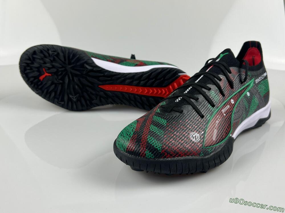 Puma Ultra Ultimate TF Artificial Turf Soccer Shoes - Black/Red/Green