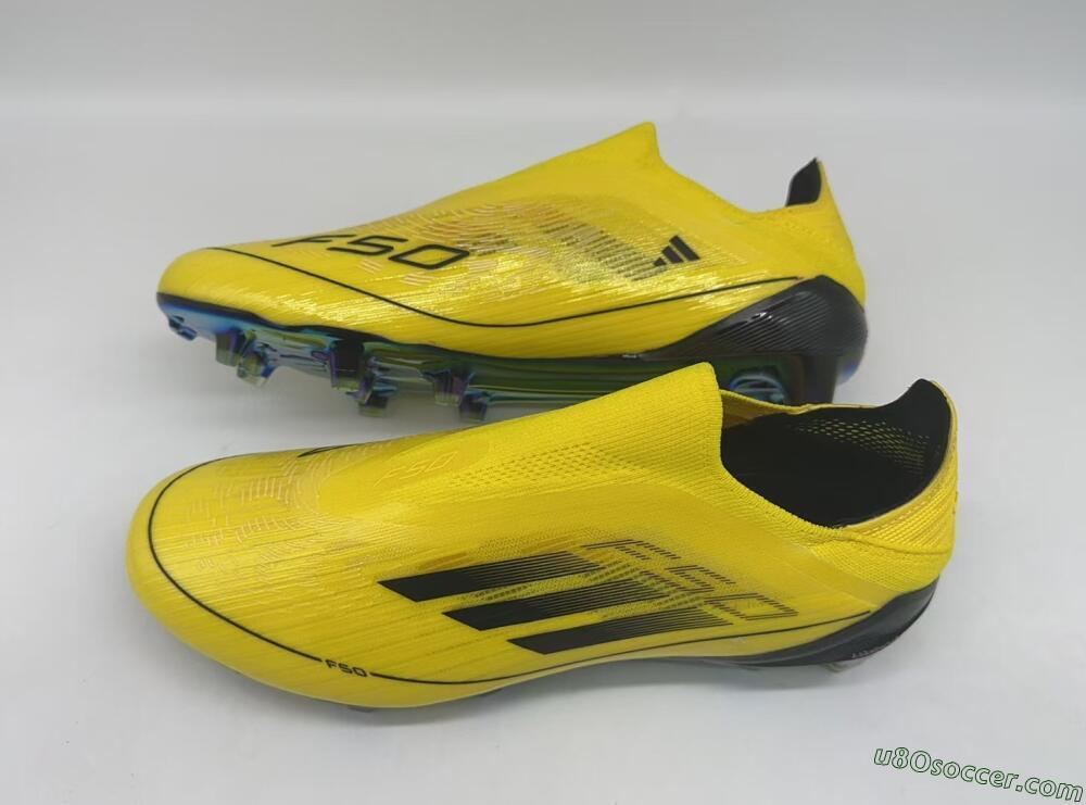 Adidas F50 Elite Laceless FG Firm Ground Soccer Cleats - Yellow/Black/Gold