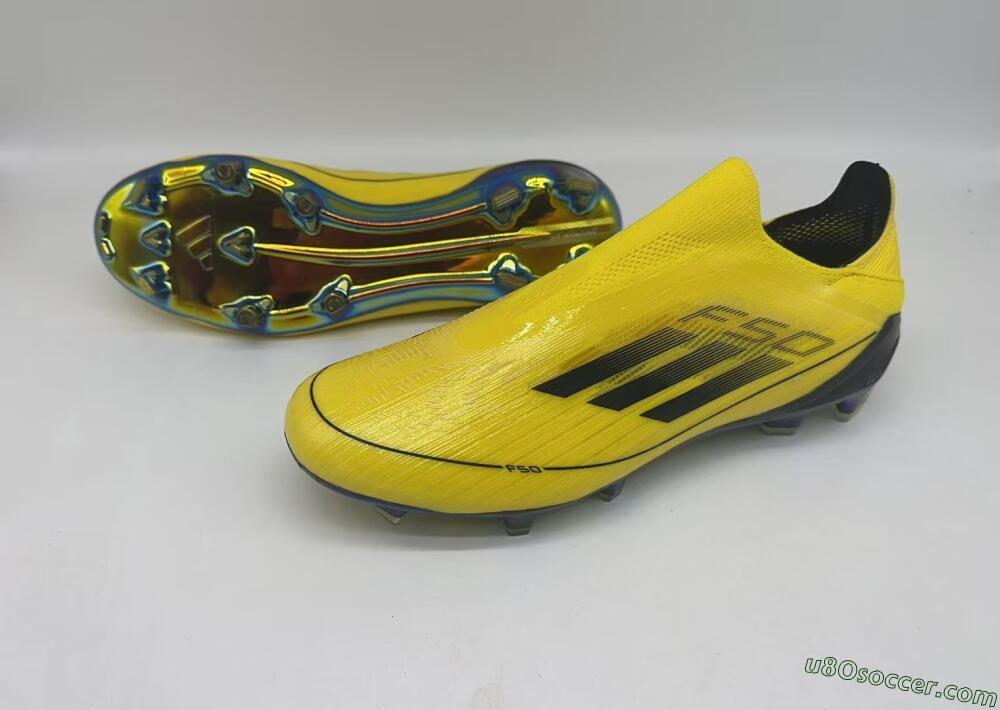 Adidas F50 Elite Laceless FG Firm Ground Soccer Cleats - Yellow/Black/Gold