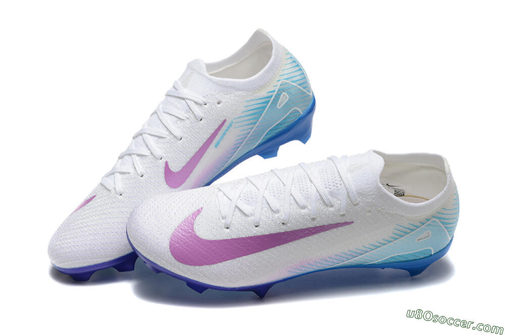 Nike Air Zoom Mercurial Vapor 16 Elite FG Firm Ground Soccer Cleats - White/Purple/Blue 6