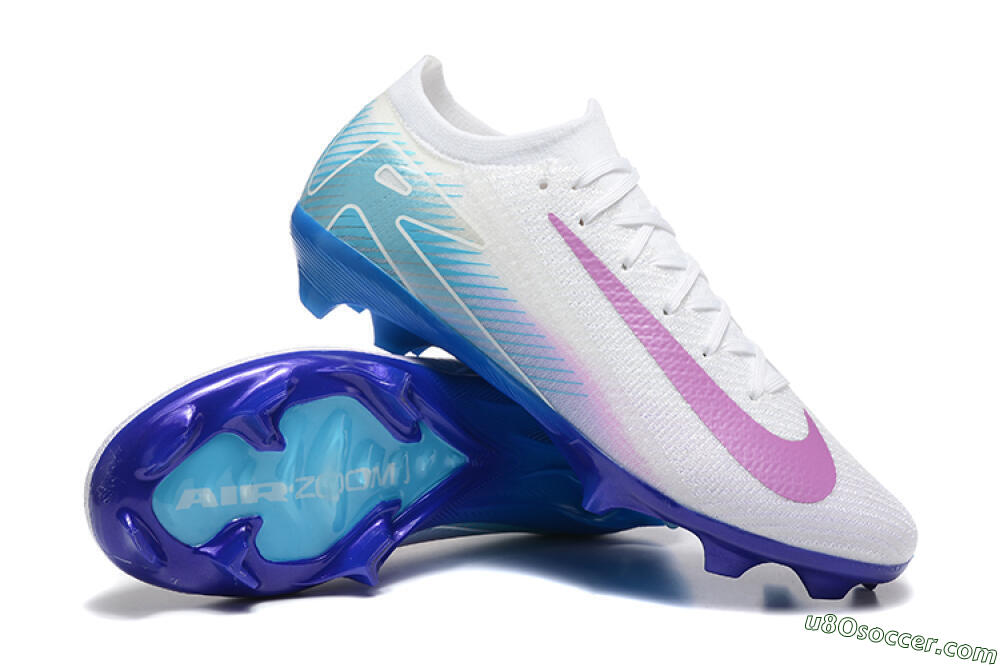 Nike Air Zoom Mercurial Vapor 16 Elite FG Firm Ground Soccer Cleats - White/Purple/Blue 4
