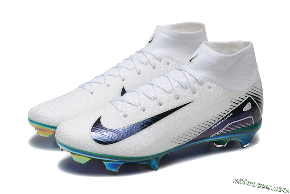 Nike Air Zoom Mercurial Superfly 10 Elite FG Firm Ground Soccer Cleats - White/Blue/Gold 5