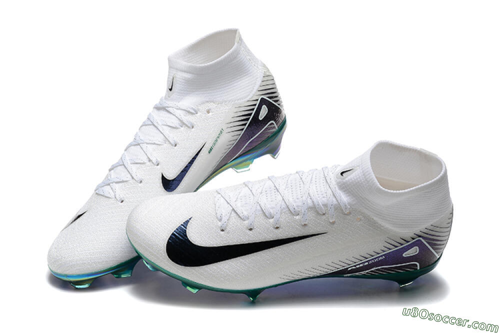 Nike Air Zoom Mercurial Superfly 10 Elite FG Firm Ground Soccer Cleats - White/Blue/Gold 6
