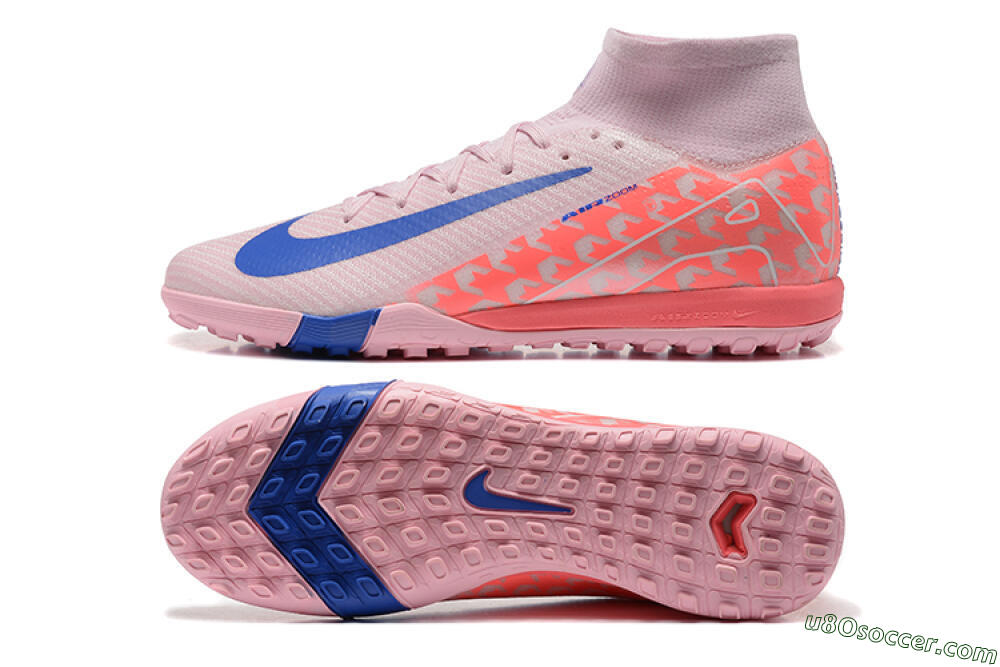 Nike Air Zoom Mercurial Superfly 10 Elite TF Artificial Turf Soccer Shoes - Pink/Blue/White 0