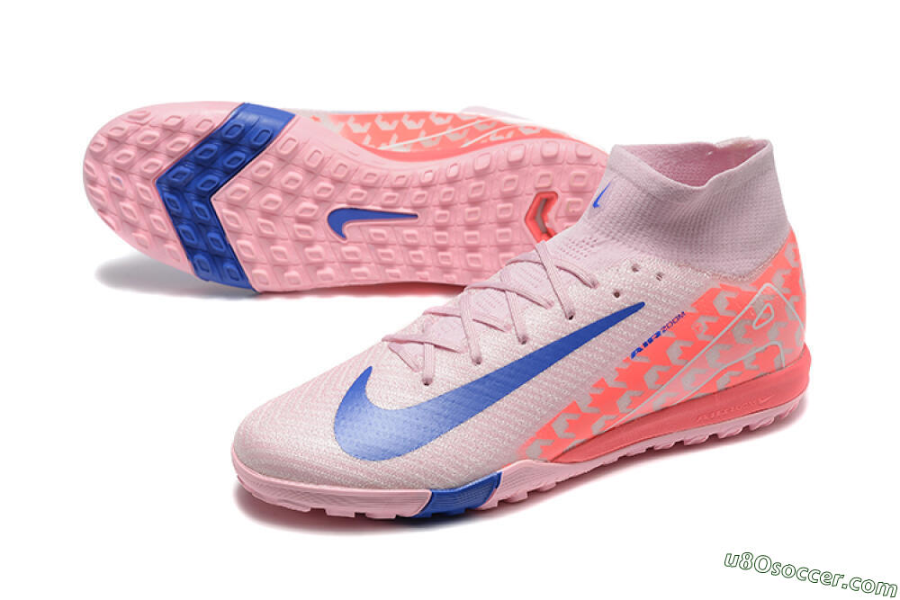 Nike Air Zoom Mercurial Superfly 10 Elite TF Artificial Turf Soccer Shoes - Pink/Blue/White 3