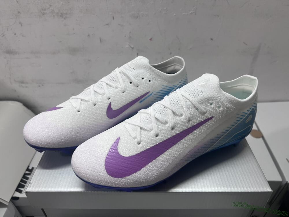 Nike Air Zoom Mercurial Vapor 16 Elite FG Firm Ground Soccer Cleats - White/Purple/Blue
