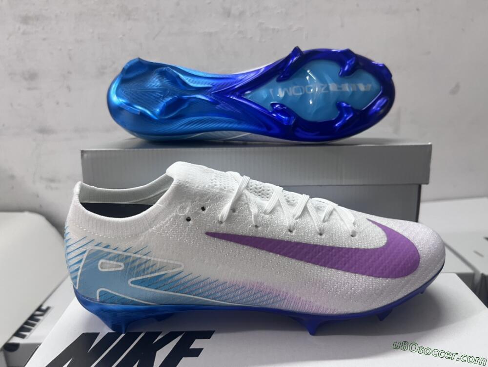 Nike Air Zoom Mercurial Vapor 16 Elite FG Firm Ground Soccer Cleats - White/Purple/Blue