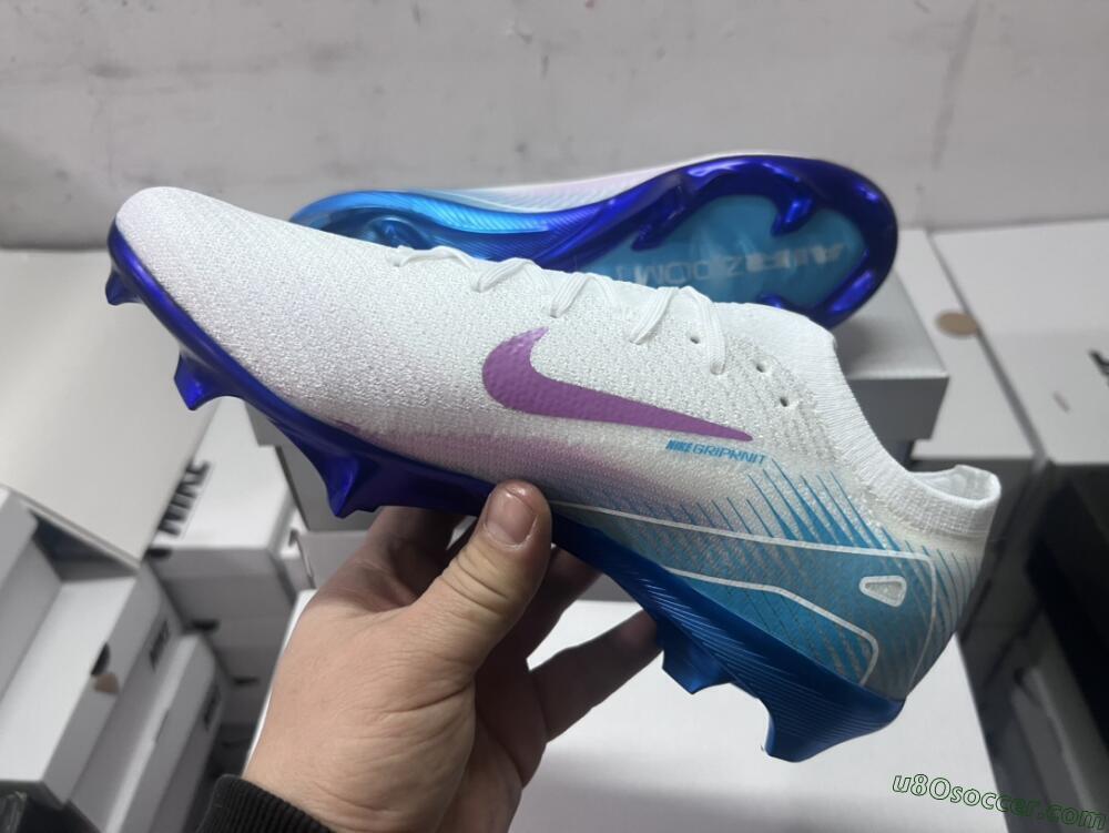 Nike Air Zoom Mercurial Vapor 16 Elite FG Firm Ground Soccer Cleats - White/Purple/Blue