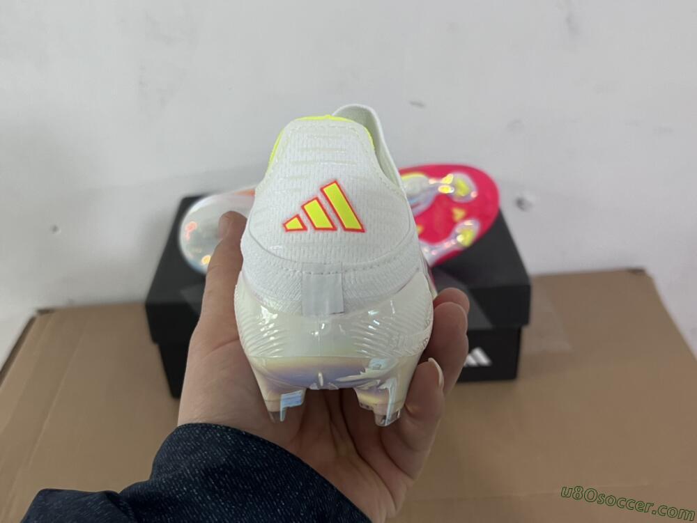 Adidas F50+ Elite Lightstrike Pro Laceless FG Firm Ground Soccer Cleats - White/Red/Yellow