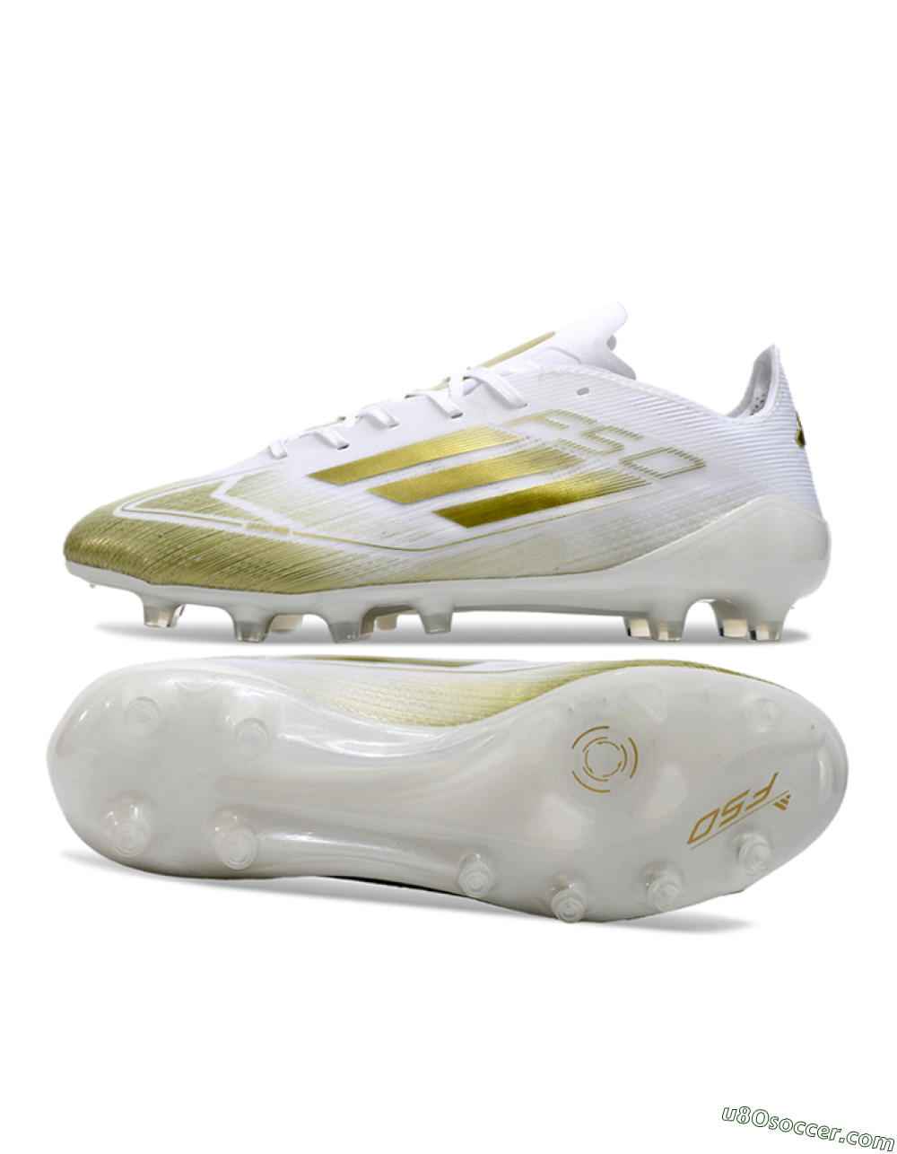 Adidas F50 Elite AG Artificial Grass Soccer Cleats - White/Gold 0