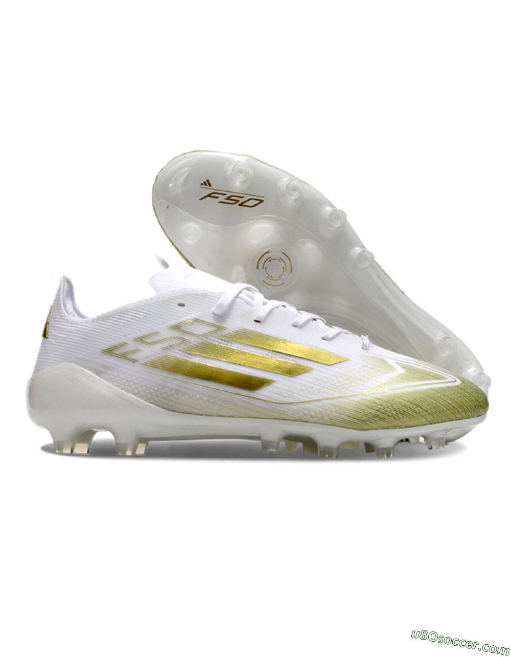 Adidas F50 Elite AG Artificial Grass Soccer Cleats - White/Gold 1