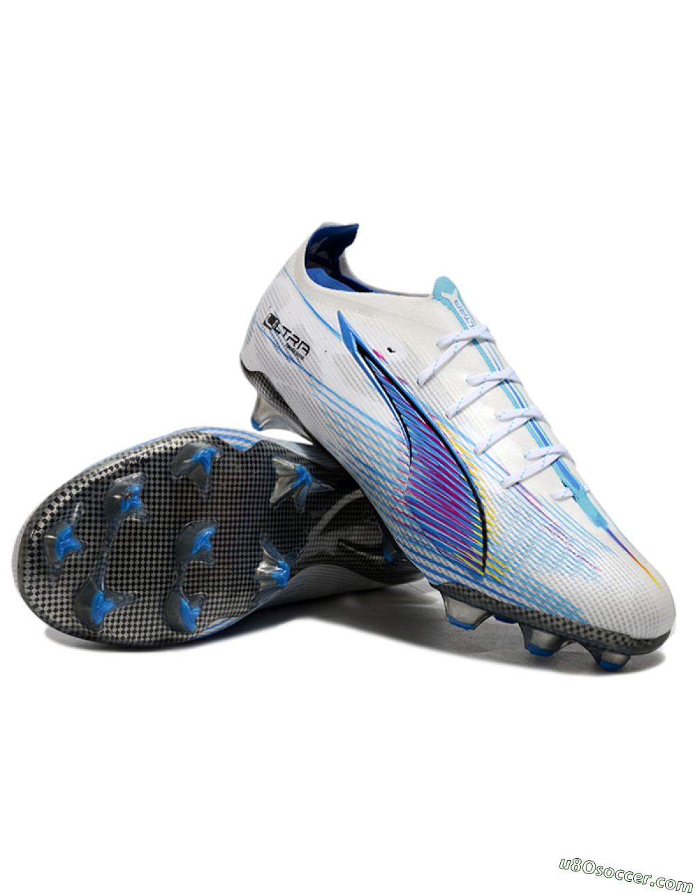 Puma Ultra Ultimate FG Firm Ground Soccer Cleats - Beige/Blue/Yellow 3