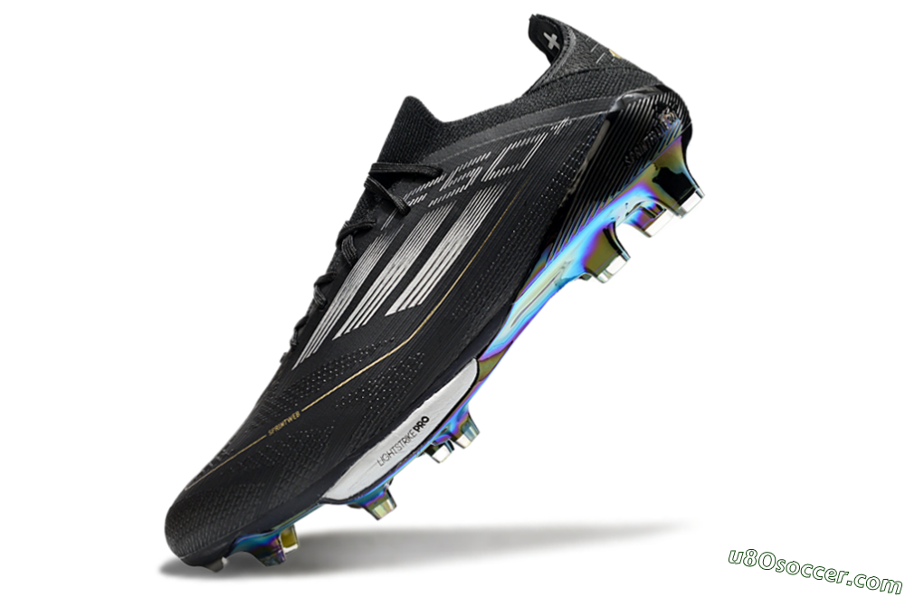 Adidas F50+ Lightstrike Pro Elite FG Firm Ground Soccer Cleats - Black/Silver/Gold 5