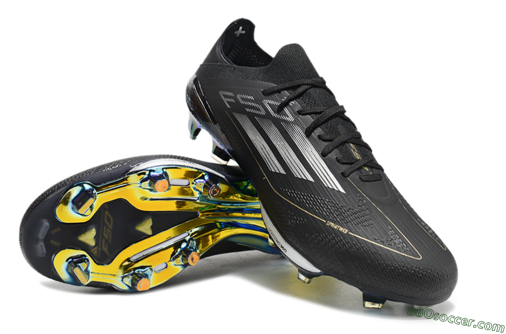 Adidas F50+ Lightstrike Pro Elite FG Firm Ground Soccer Cleats - Black/Silver/Gold 3