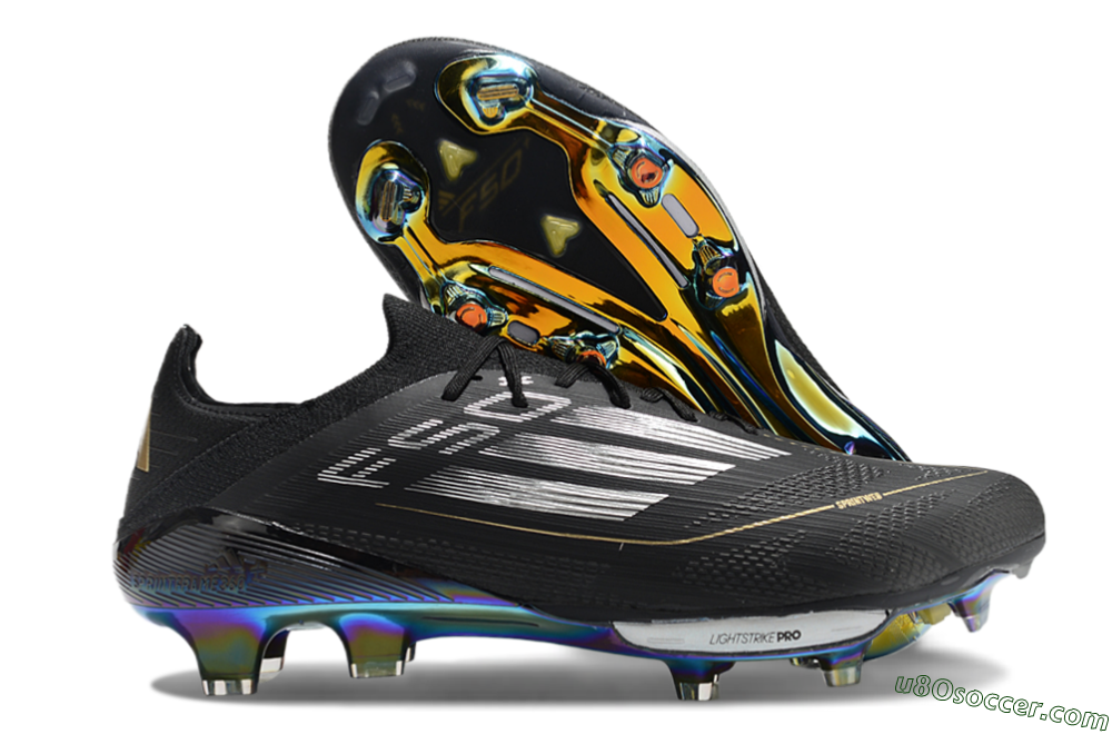 Adidas F50+ Lightstrike Pro Elite FG Firm Ground Soccer Cleats - Black/Silver/Gold 1