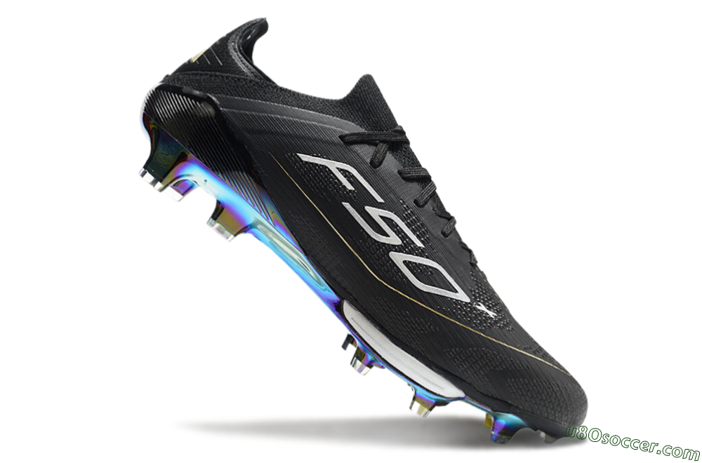 Adidas F50+ Lightstrike Pro Elite FG Firm Ground Soccer Cleats - Black/Silver/Gold 4