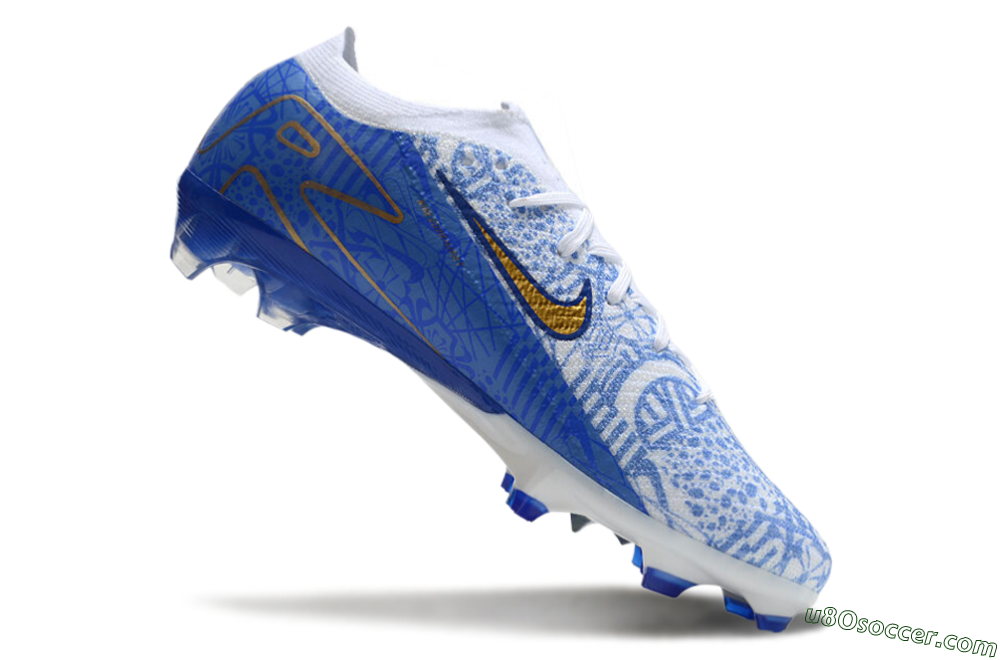 Nike Air Zoom Mercurial Vapor 16 Elite FG Firm Ground Soccer Cleats - White/Blue/Gold 4