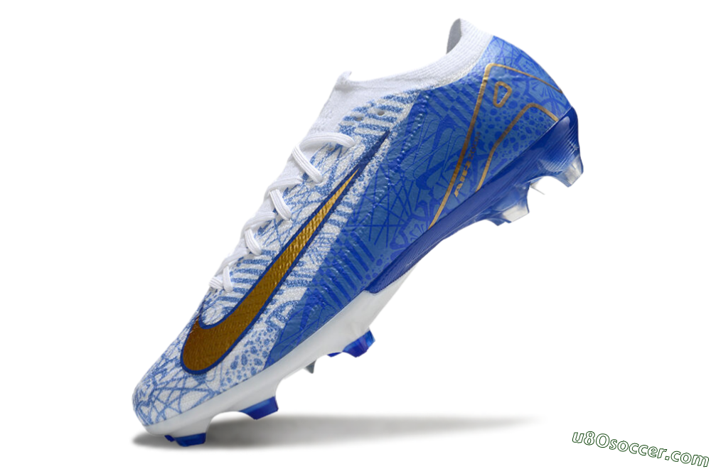 Nike Air Zoom Mercurial Vapor 16 Elite FG Firm Ground Soccer Cleats - White/Blue/Gold 5