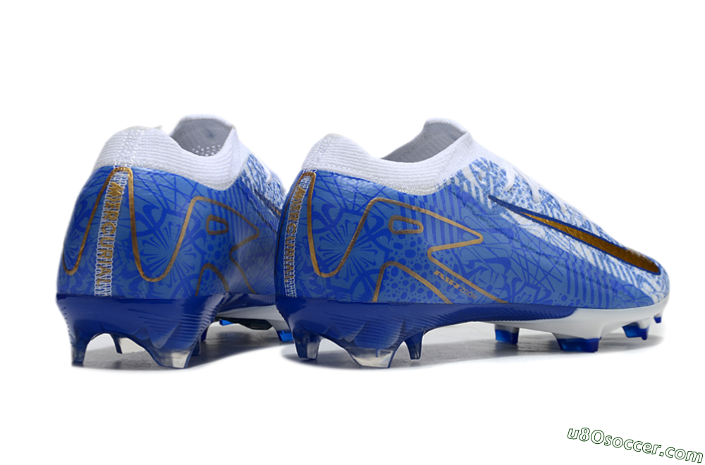 Nike Air Zoom Mercurial Vapor 16 Elite FG Firm Ground Soccer Cleats - White/Blue/Gold 6