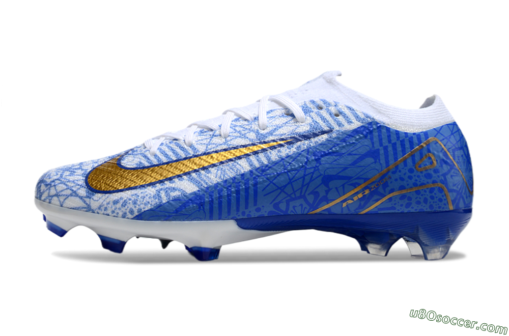 Nike Air Zoom Mercurial Vapor 16 Elite FG Firm Ground Soccer Cleats - White/Blue/Gold 2