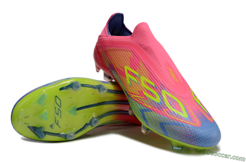Adidas F50 Elite Laceless FG Firm Ground Soccer Cleats - Pink/Blue/Yellow 4