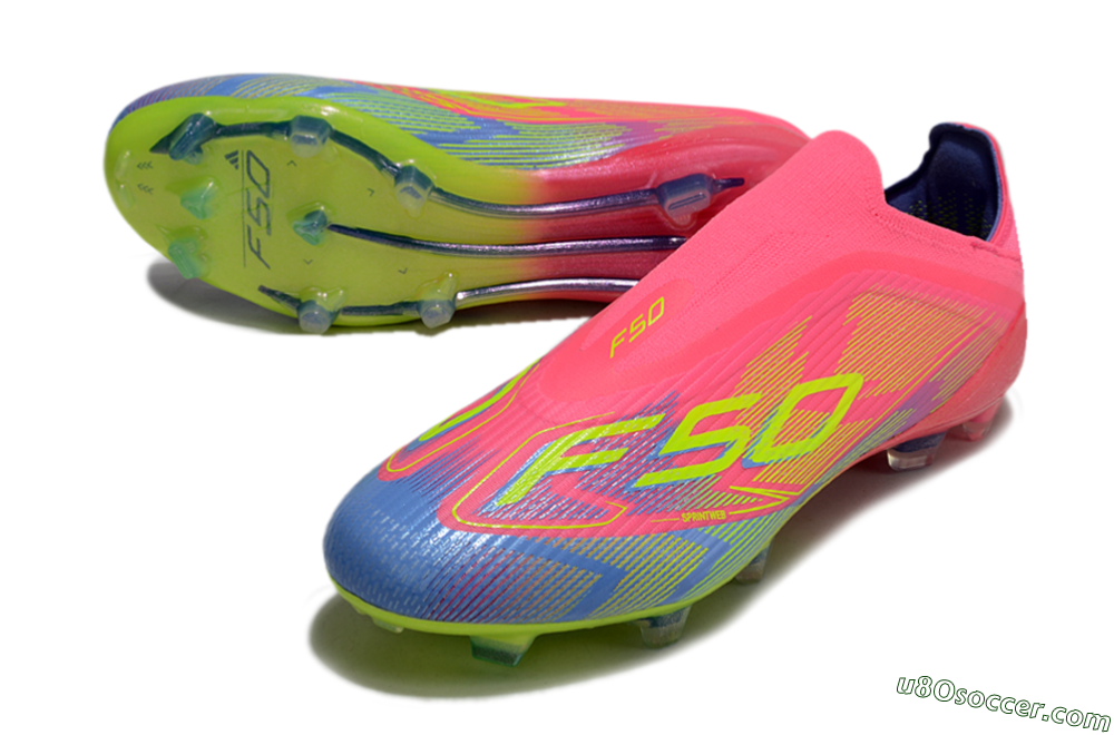 Adidas F50 Elite Laceless FG Firm Ground Soccer Cleats - Pink/Blue/Yellow 3
