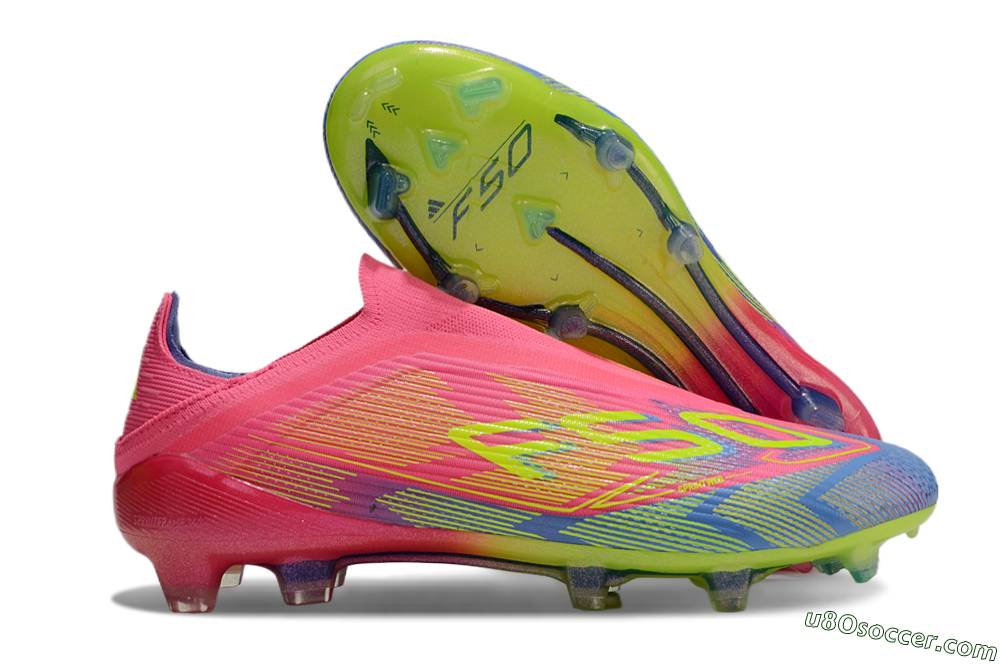 Adidas F50 Elite Laceless FG Firm Ground Soccer Cleats - Pink/Blue/Yellow 1