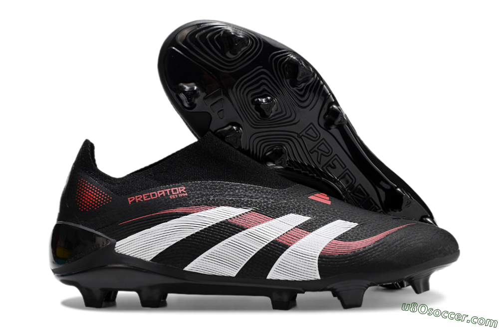 Adidas Predator Elite Laceless FG Firm Ground Soccer Cleats - Black/Red/White 1