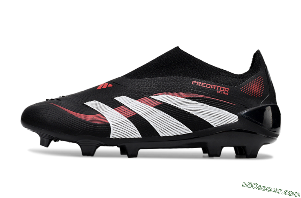 Adidas Predator Elite Laceless FG Firm Ground Soccer Cleats - Black/Red/White 2
