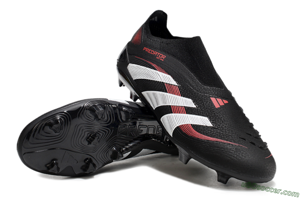 Adidas Predator Elite Laceless FG Firm Ground Soccer Cleats - Black/Red/White 3