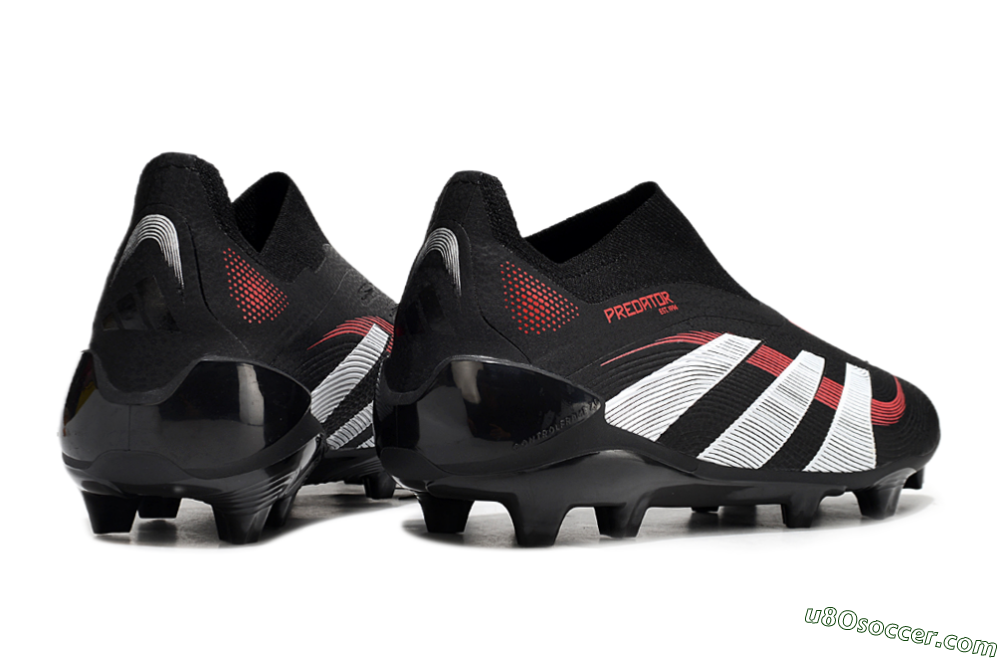 Adidas Predator Elite Laceless FG Firm Ground Soccer Cleats - Black/Red/White 6