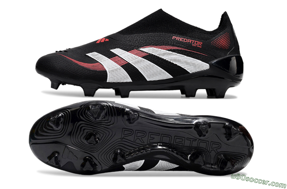 Adidas Predator Elite Laceless FG Firm Ground Soccer Cleats - Black/Red/White 0