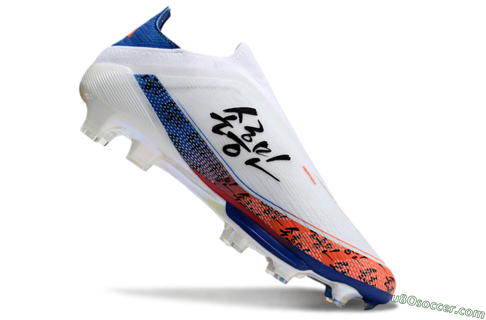 Adidas F50 Elite Lightstrike Pro Laceless FG Firm Ground Soccer Cleats - White/Orange/Blue 4